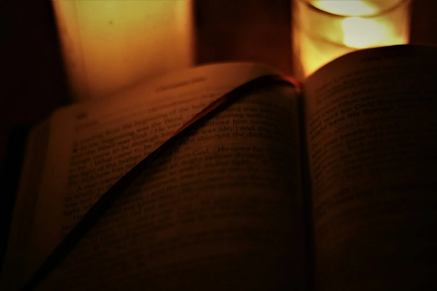 Open Bible and candle for lectio divina prayer